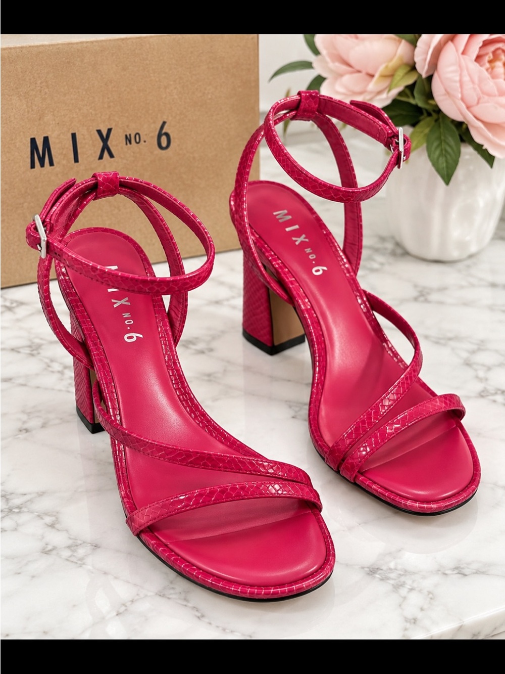 Mix No. 6 Hot Pink Strappy Block Heel Sandals